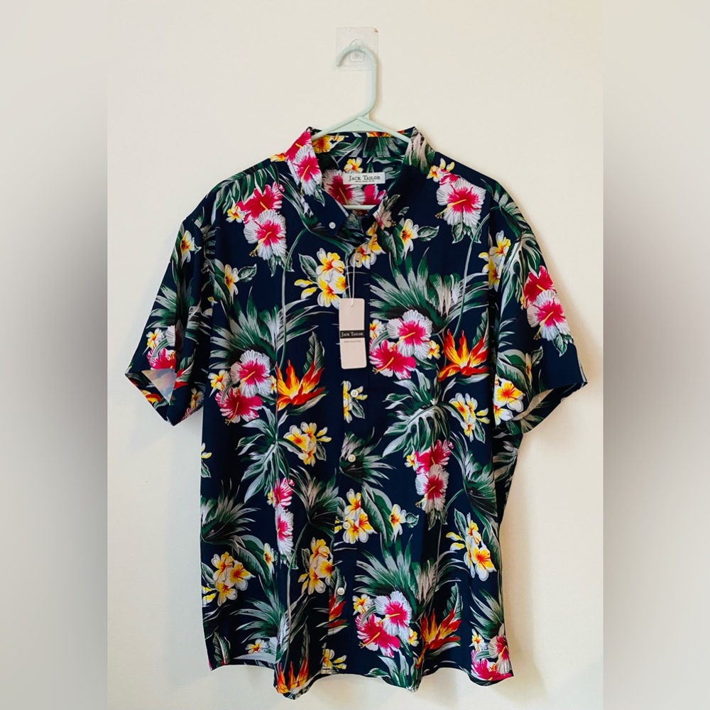 NEW Jack Tailor men’s Hawaiian shirt button down XXL